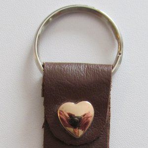 Leather Keychain with Heart Accent